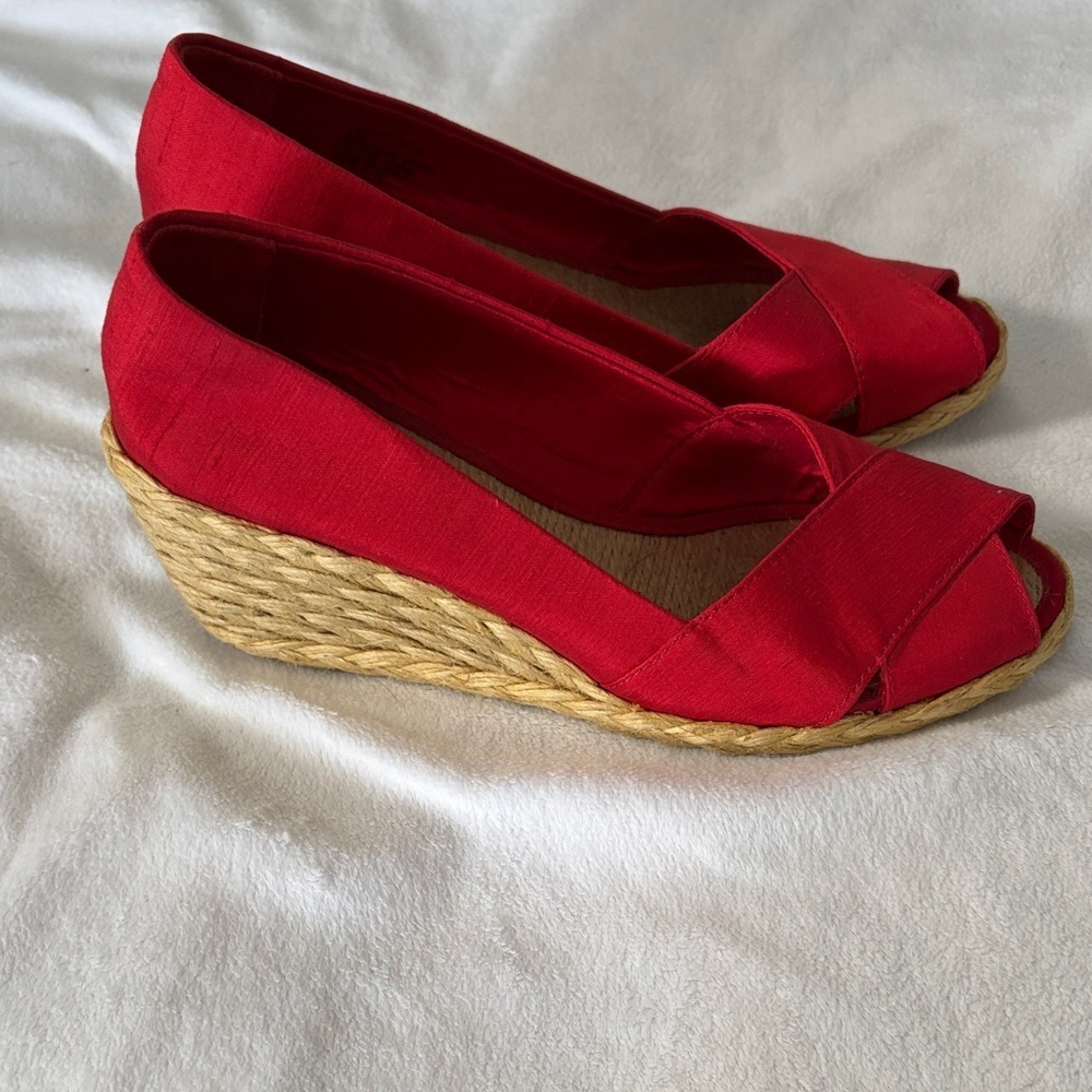 Lauren Ralph Lauren Red Espadrille Wedges - Picture 3 of 8